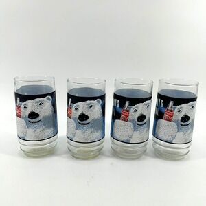 Coca-Cola Coke Polar Bear Always Cool Indiana Glass Drinking Glasses Set of 4